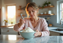 Astuce crème chantilly : Comment éviter qu’elle retombe ? Femme en pastel fouettant la creme dans la cuisine