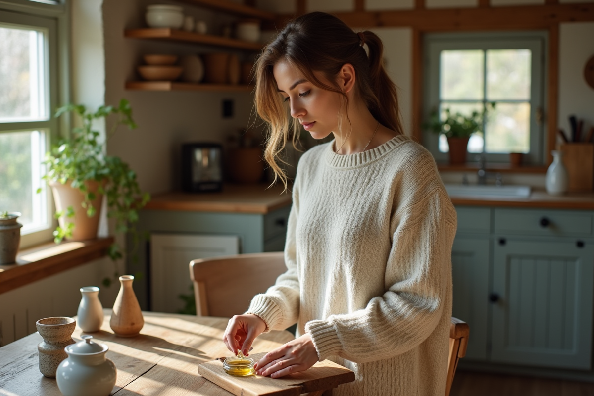 Jeune femme versant de l